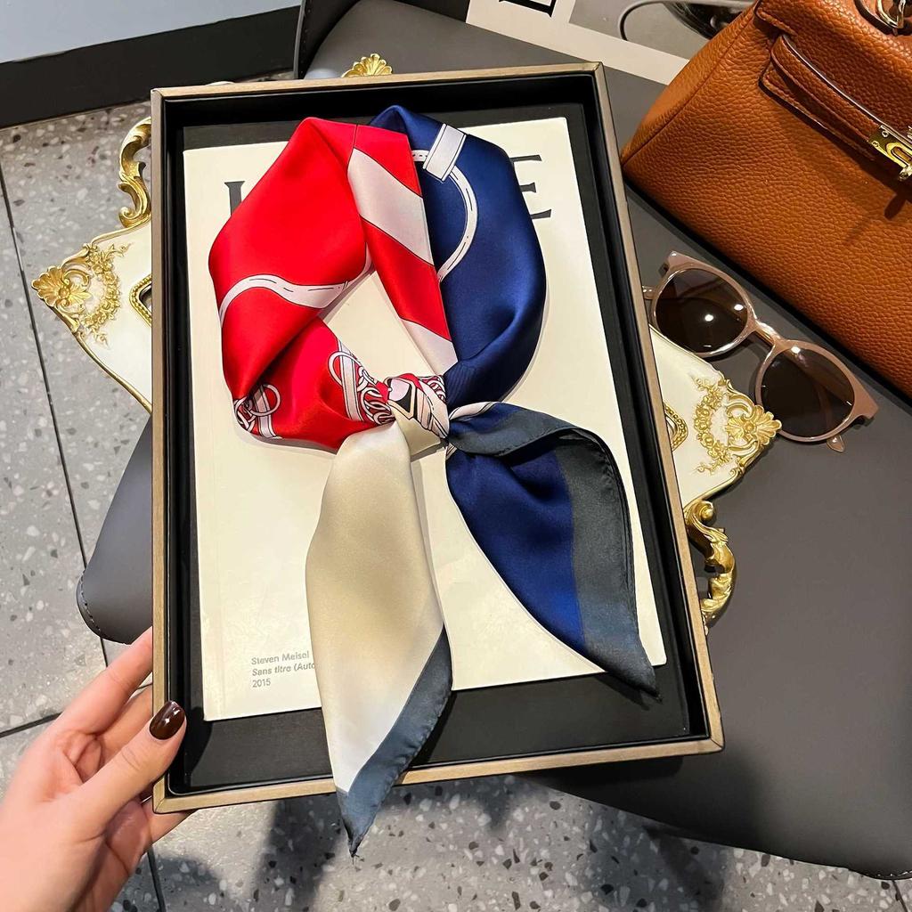 New small silk scarf women's versatile high-end decorative square scarf professional small scarf new Korean version streamer bag binding gift