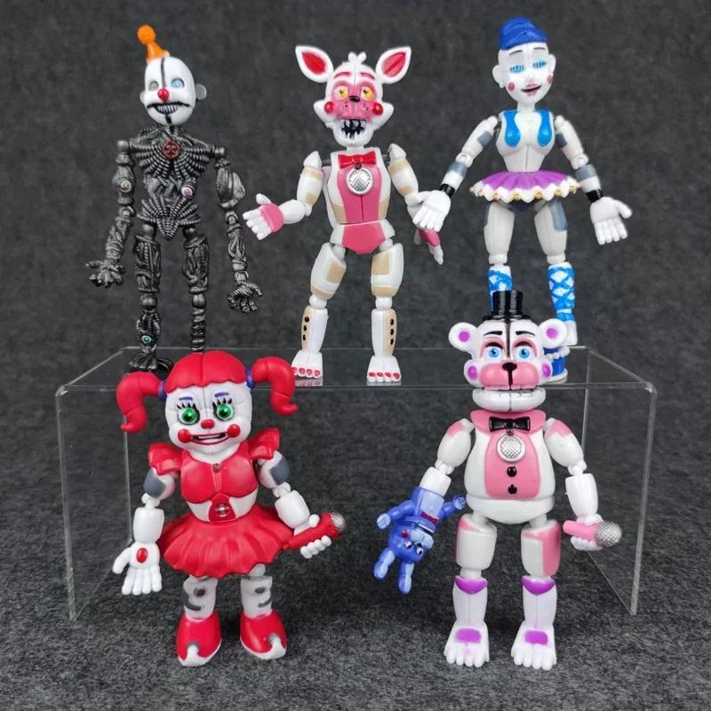 5-6Pcs/Set FNAF Security Breach Action Figures Joint Movable Detachable Bonnie Foxy Fazbear Bear Doll Playthings
