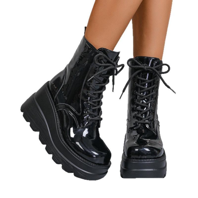 Autumn and winter heel heel heightening shoes muffin sole Martin boots Autumn and winter British style short boots short boots