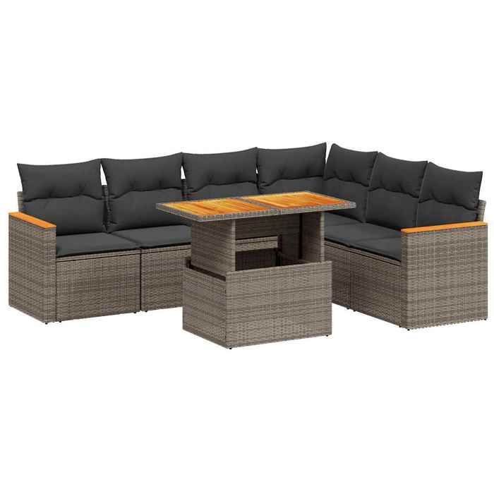 VidaXL Garden Lounge Set with Cushions 7 Pcs, Patio Sofas, Patio Furniture Set, Outdoor Furniture, Grey 3273097