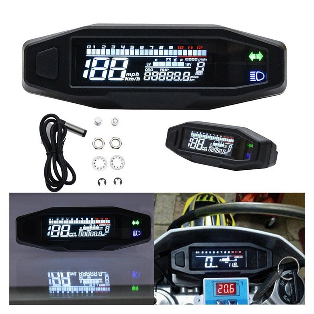 Universeller Motorrad Digitaltacho LCD-Anzeige Vergaser Kilometerzähler Sensoren für die meisten Motorradmodelle