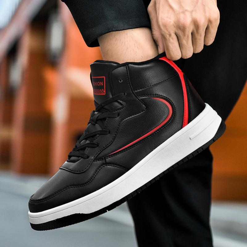 Mens High-top Sneakers Non-slip Basketball Shoes Breathable Tennis Shoes Comfortable Leather Sports Shoes Unisex Sneakers