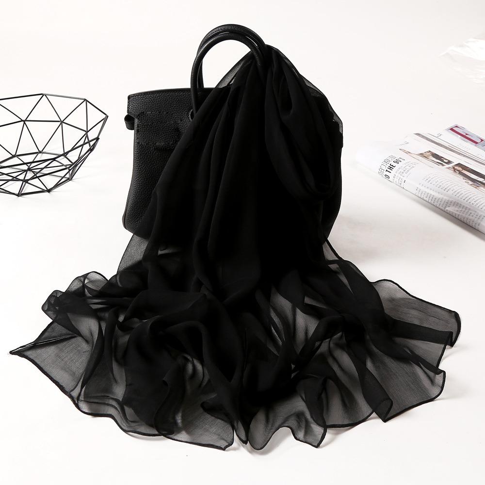 Fashion Chiffon Women Scarf Thin Solid Color Long Shawls and Wraps Soft Breathable Beach Sunscreen Hijab