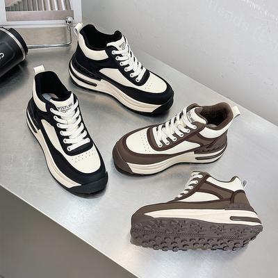 Thick-soled High-top Shoes Women's Ins Trendy Cool New Leather Leather Surface Velvet Muffin Versatile Sports and Leisure Board Shoes