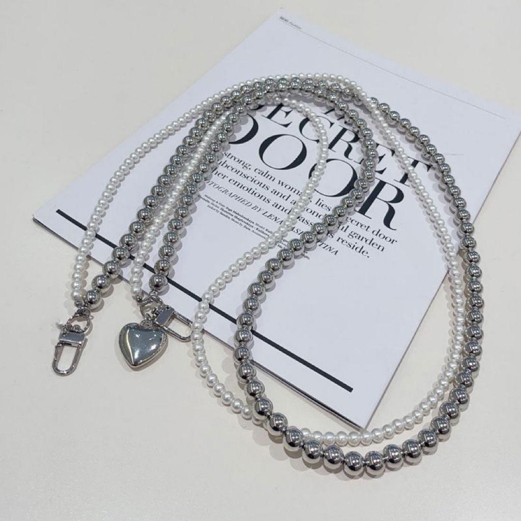 Pvc Heart Smile Phone Lanyard With Pearl Beads For Men And Women