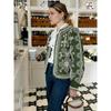 Vintage Print Round Neck Cropped Cotton Coats Women Elegant Full Lantern Sleeves Short Jackets Fall Winter Lady Chic Streetwear
