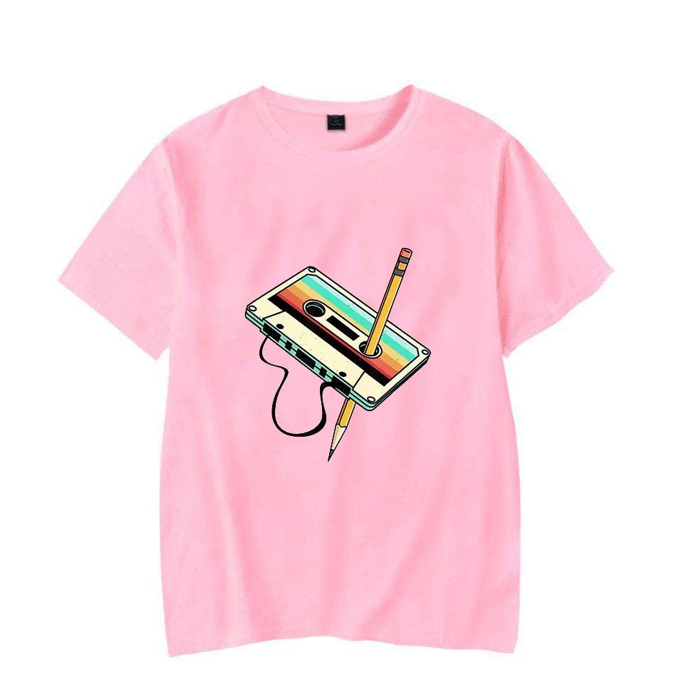 Retro Music Men's Women's Short Sleeve 80s Cassette Ribbon Pencil Men's Women's Oversized Loose Couple's T-Shirts