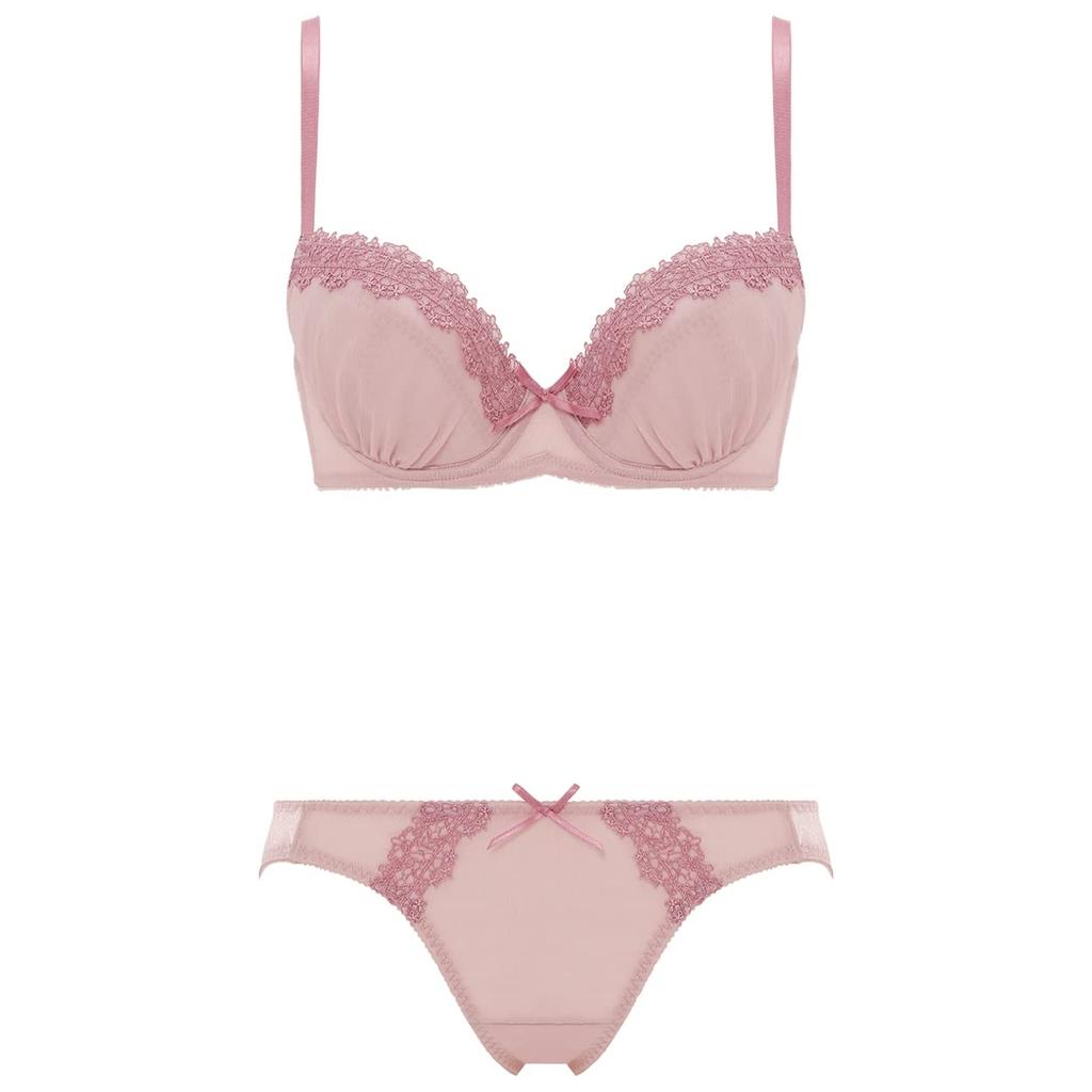 by Daily AMOSTYLE Cup Bra Shorts Set M019 D 70 [AMOSTYLE Triumph] 3/4 Bra, & (Nostalgic Pleats) Women's (Rose) /