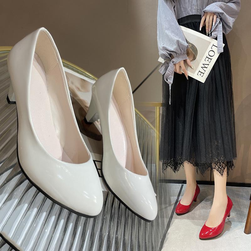 Scarpe basse da donna taglia grande, nuove, a punta, con scollatura bassa, per tutte le stagioni, moda, tacco spesso, tacco alto, scarpe da donna, taglia grande, scarpe da lavoro