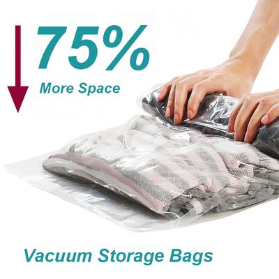 6PC Roll-Up Compression Vacuum Storage Bags Foldable Travel Space Saver Bags Plastic Compressed Home Clothes Storage Bags