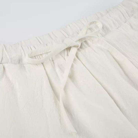 Women Harem Pants Elastic Waist Adjustable Drawstring Wide Leg Trousers with Pockets Solid Color Casual Lounge Pants