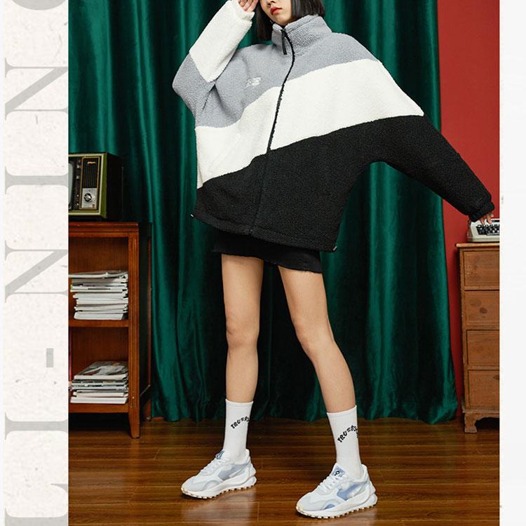 Li-Ning Fleece Stand Collar Warm Embroidered Sports Cotton Jacket Unisex Outerwear Rock-Gray AFMR494-1