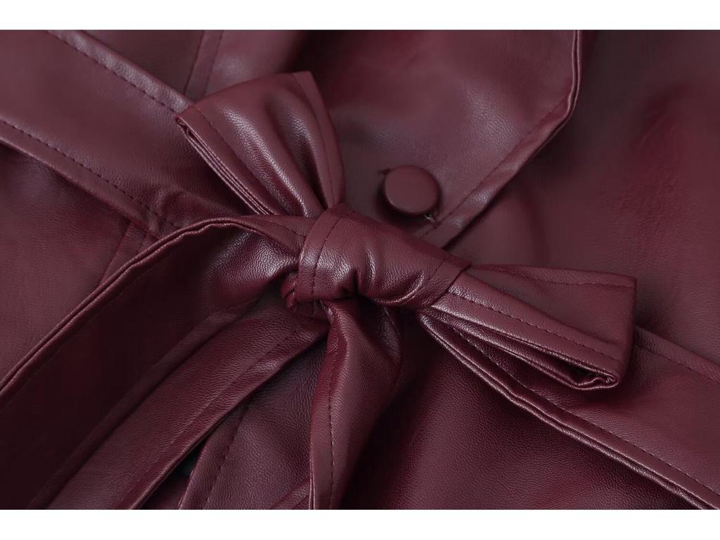 European and American Women's Retro Distressed Faux Leather Lapel Jacket