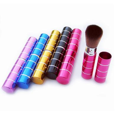 1 Stuks Intrekbare Borstel Make-up Borstel Poeder Blusher Poederborstel Mini Zacht Nylon Haar Multifunctioneel Draagbaar Met Metalen Handvat
