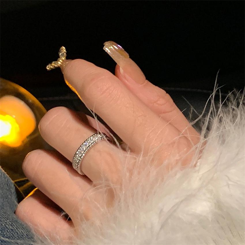 Over 120 Styles Korean style zircon diamond ring women's 925 sterling silver spring and summer niche light luxury high-end index finger ring open ring