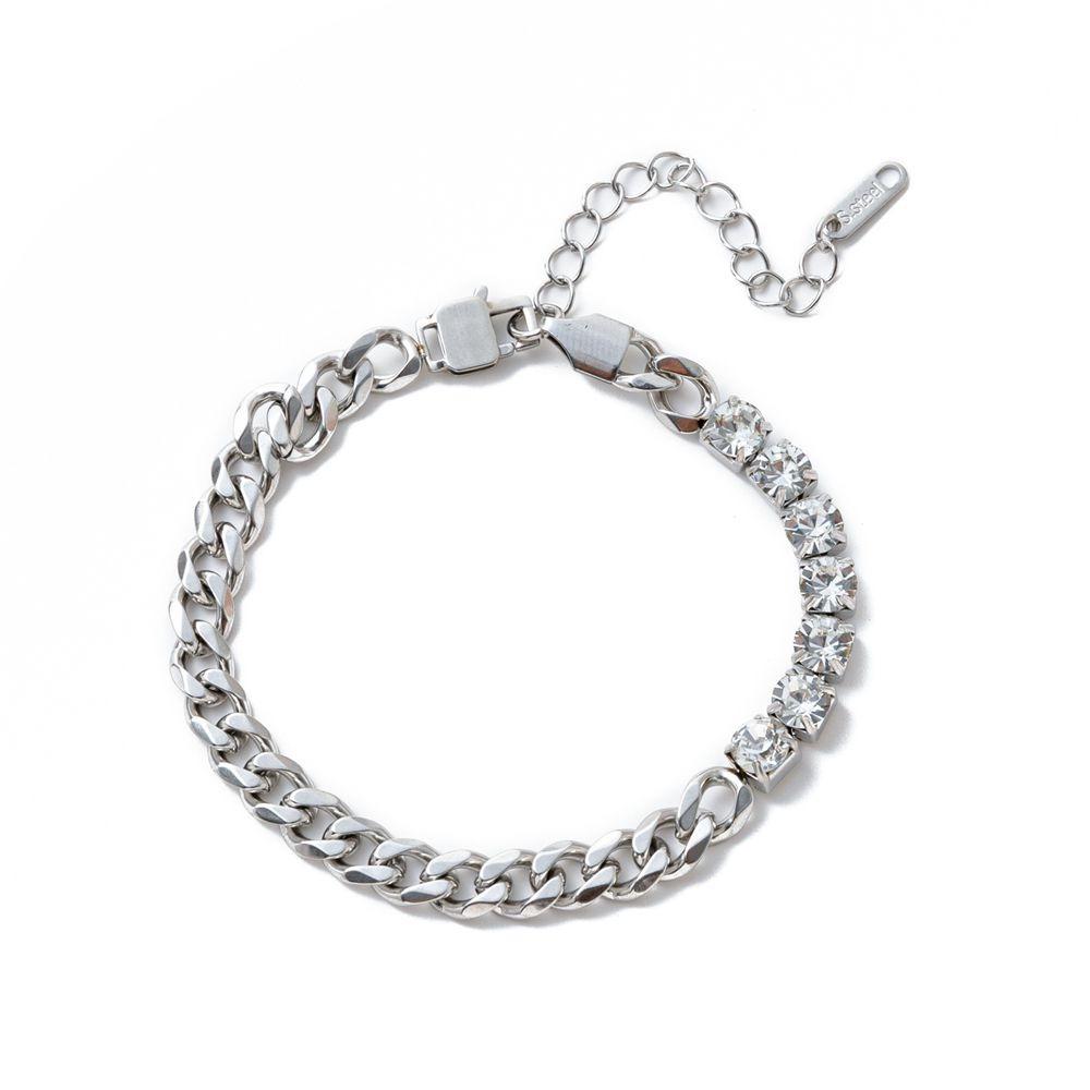 Elegant Cuban Zirconia Necklace Non-fading Accessory Rhinestone Bracelet Youth Jewelry