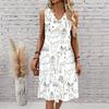 Plus Size V Neck Sleeveless Green Canyon Waterfall Print For Forest Exploration Tour