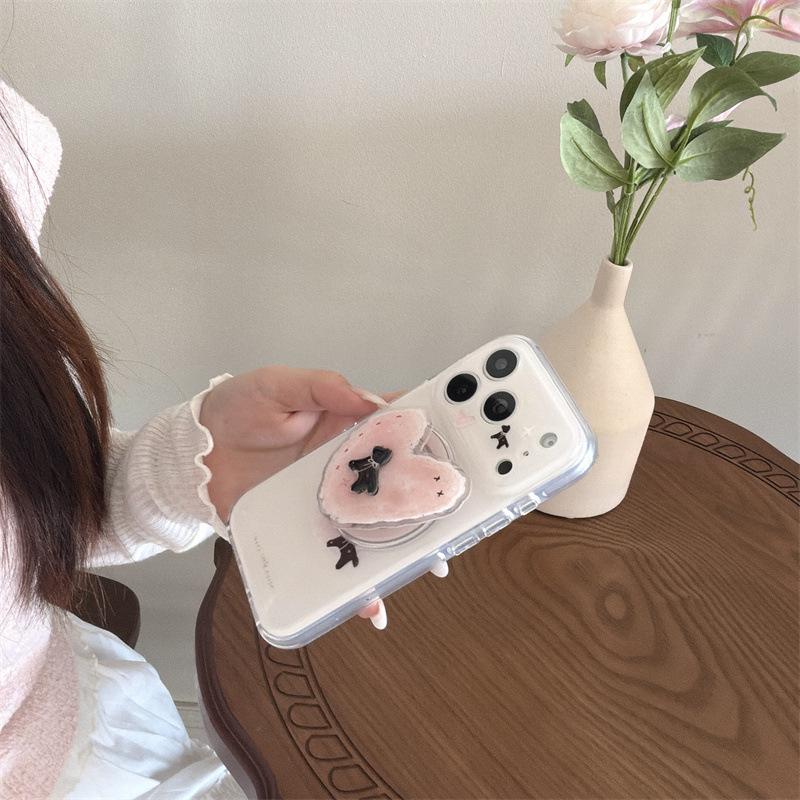 Pink Heart Puppy Magnetic Phone Case for iPhone 17/16 Pro Max/15 Pro - Japanese Korean Style