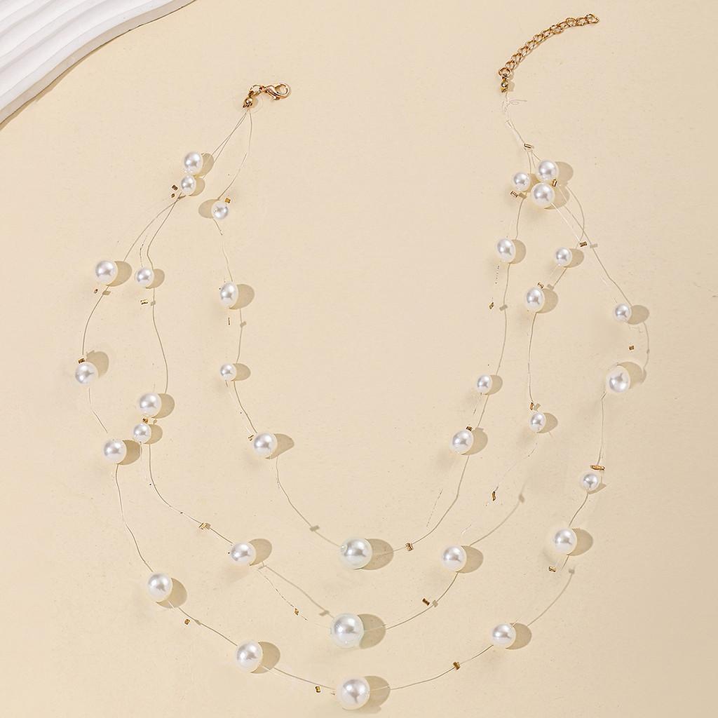 Modern Elegant Multi Layer Pearl Necklace For Women With Geometric Pendant And Style