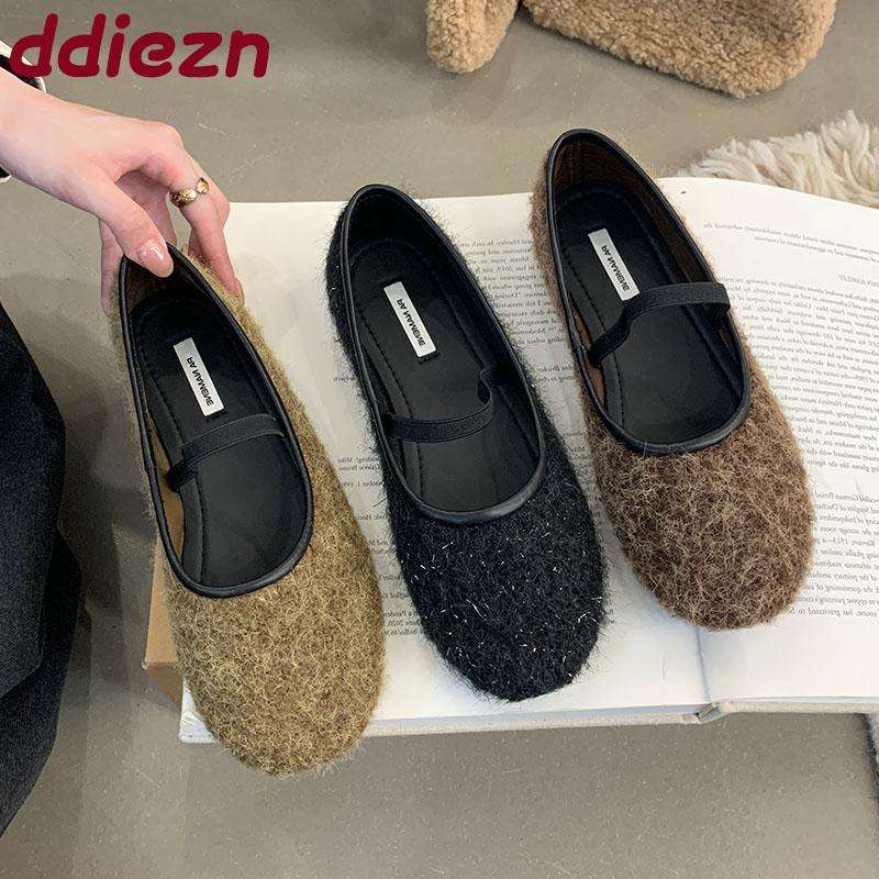 Fashion Female Slip On Footwear Shallow Women Ballet Flats Shoes Soft Casual Flock Fashion Round Toe Ladies Flats With Shoes