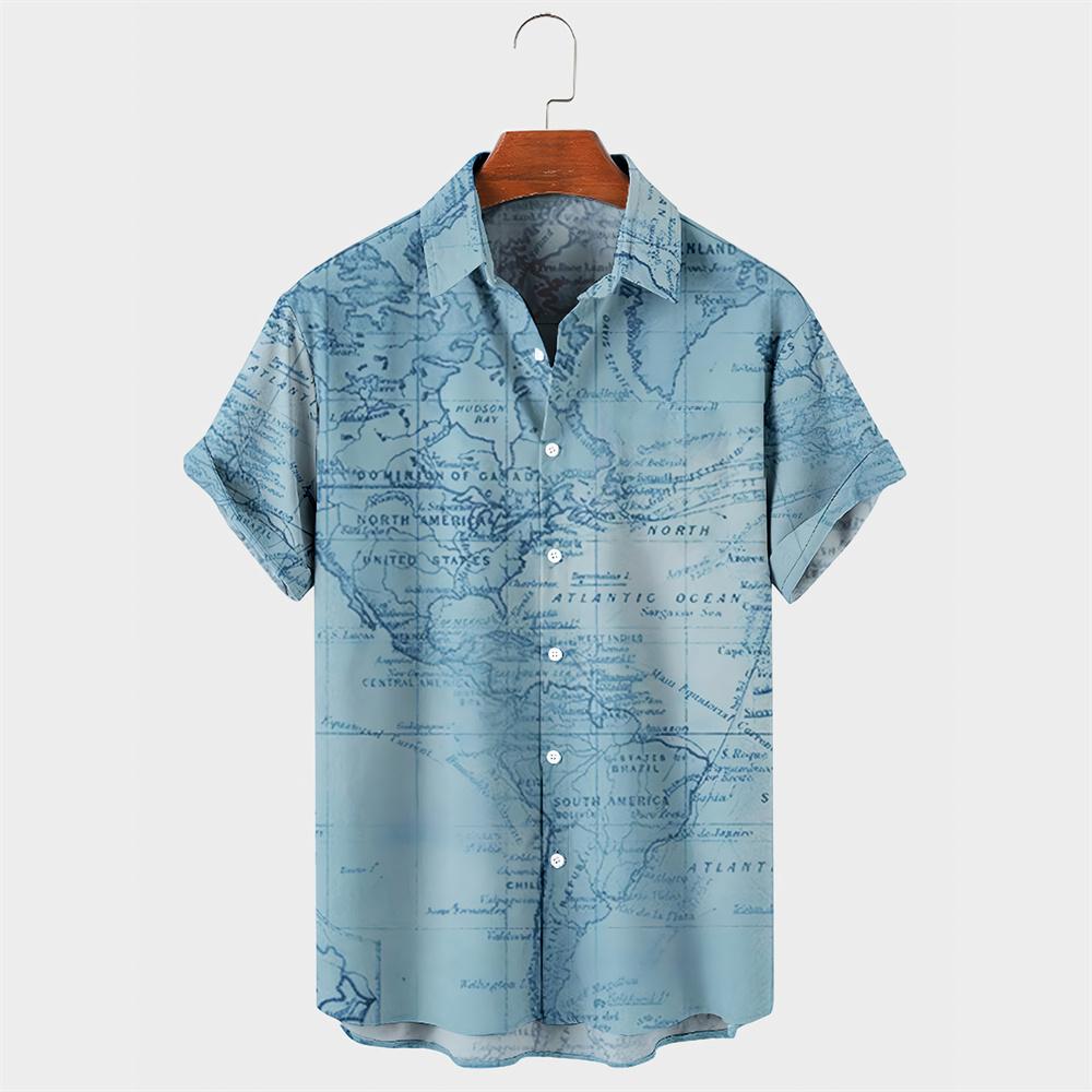 2026 Men's Hawaiian Shirt Poker Print Casual Fashion Lapel Collar Beach Vintage Shirt