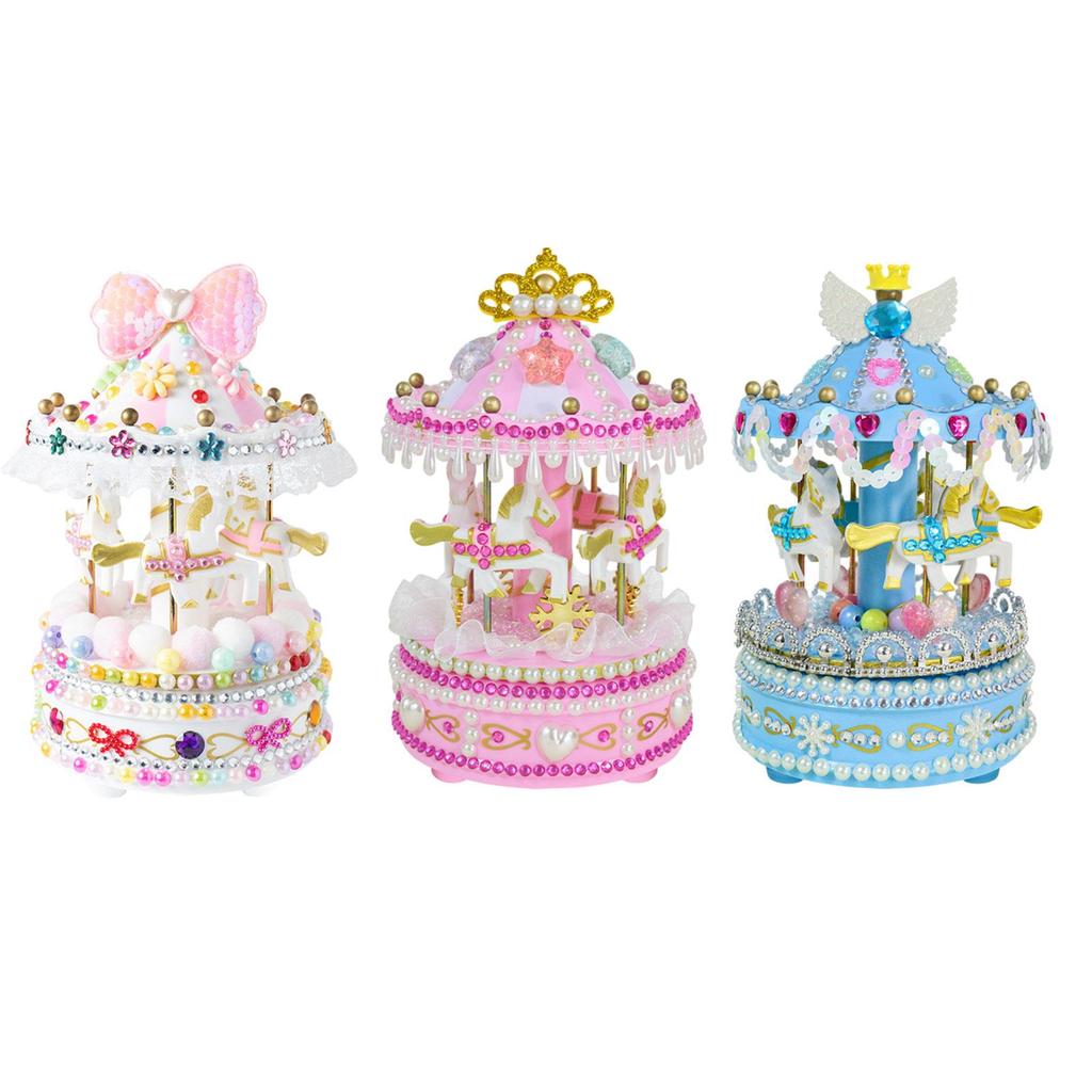 DIY Carousel Music Box Handmade Tabletop Ornament Girls Musical Gift for Girls Women Granddaughter Daughter Anniversary Present