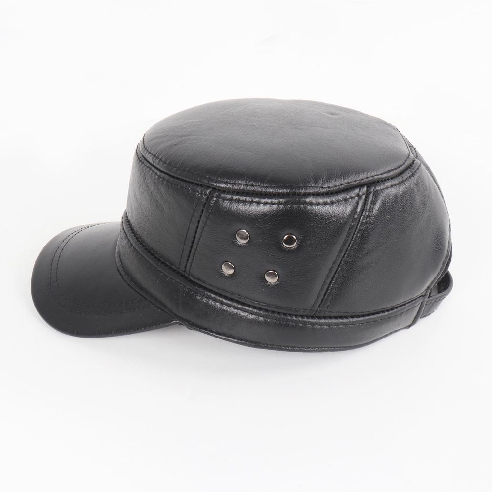 Male Genuine Cowhide Lerther Hats Men Autumn Winter Real Cowhide Lerther Hat Outdoor Keep Warm Natural Cow Leather Cap