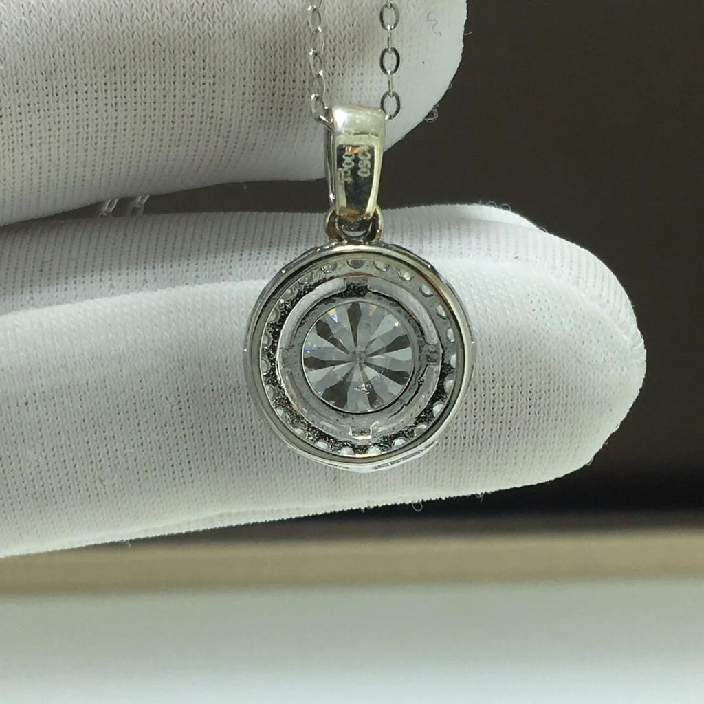 Silver 925 Original 2 Carat Round Brilliant Cut Diamond Test Past D Color Moissanite Pendant Necklace American Gemstone Chain
