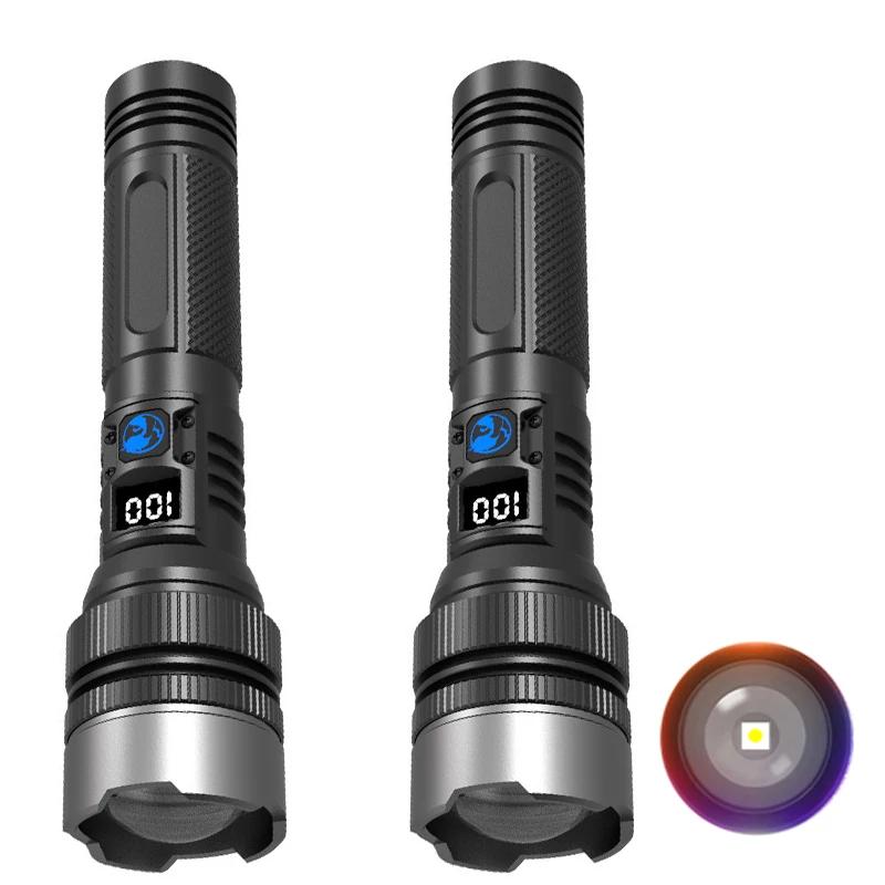 Super Bright LED Portable Flashlight USB Rechargeable Torch with Built-in Battery High Lumen Outdoor Waterproof Camping Lantern