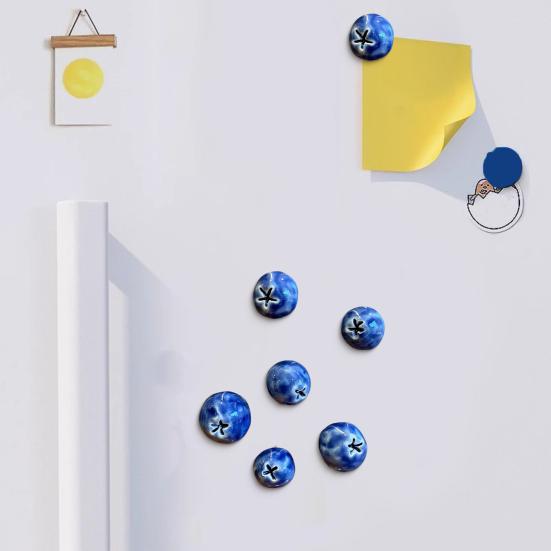 6Pcs 3D Blueberry Fridge Magnet DIY Home Office Kitchen Locker Fridge Resin Mini Berry Fruit Magnetic Decoration Ornament
