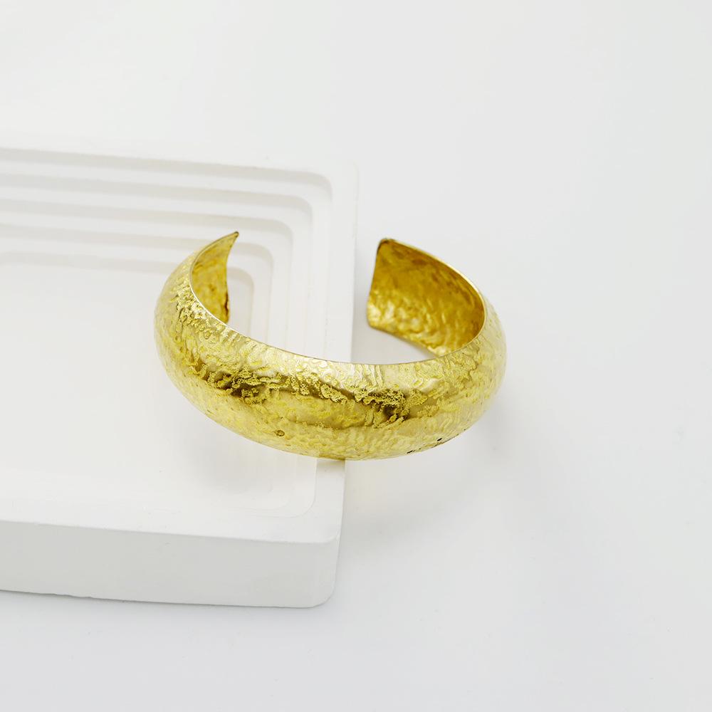 Bracciale in Ottone Regolabile Stile Cinese Retrò con Motivo a Texture Personalizzato per Donna