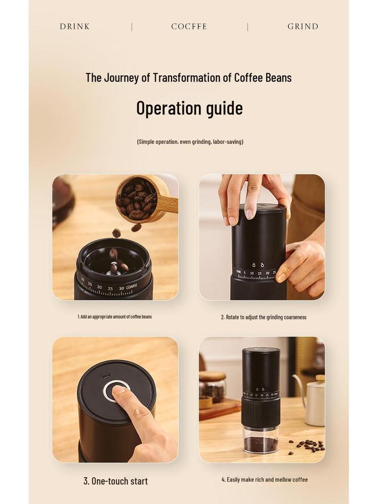 Portable Hand-Crank Electric Coffee Grinder and Maker