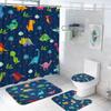 Animal World Map Shower Curtain Set With Non-Slip Rugs Toilet Lid Cover Bath Mat Kids Educational Geography Bathroom Curtain Set