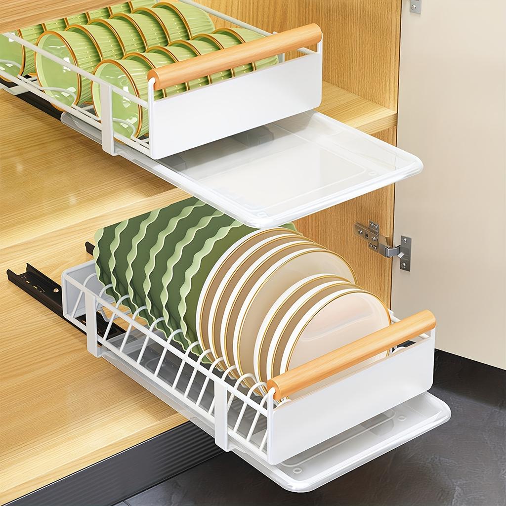 1pc Drawer Dish Rack, Pull Out Organiser, Slide Out Dish Organiser, Kitchenware, Cabinet Organiser, Home Organising and Storage Supplies