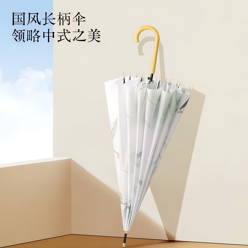 Retro Wood Handle Creative 16 Bone New Chinese Style National Wind Reinforced Wind Resistant Durable Premium Sense Umbrella Umbrella