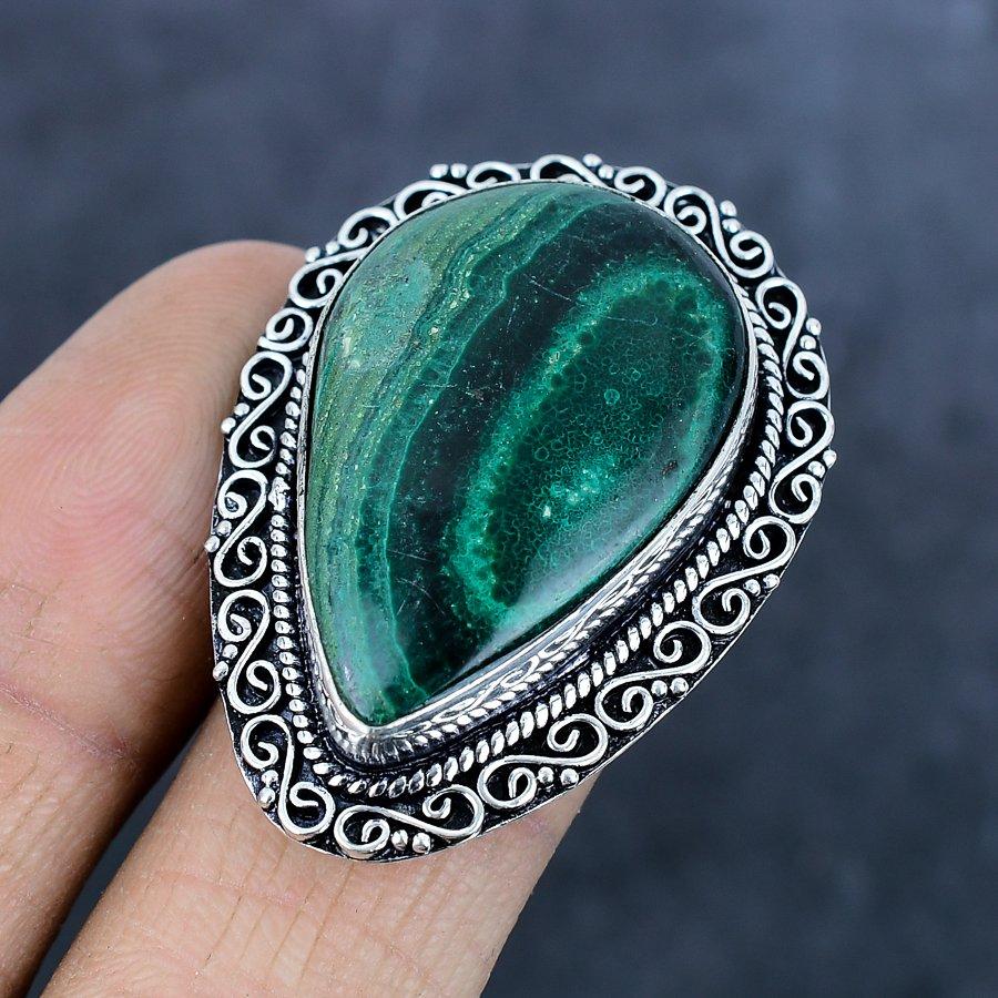 Malachite Handmade 925 Sterling Silver Jewelry Ring Size 6.5 Z6d94