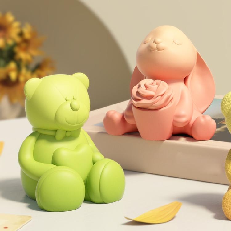 Rabbits Bear Animal Silicone Molds for Epoxy Resin Making Candle Soap Gypsum Decoration Chocolate Fondant Silicone Molds