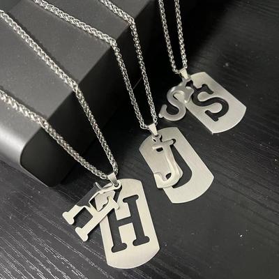 HNSP Collar con Cadena y Colgante de Iniciales de Acero Inoxidable Para Hombres Mujeres 26 Letras Nombre Accesorios