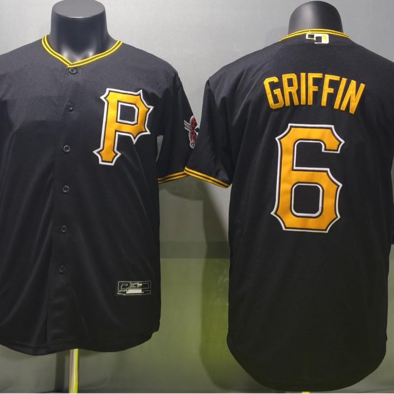 Pittsburgh Pirates Baseball Jersey Men Women Short Sleeve Black Embroidered 6 GGRIFFIN Sportswear