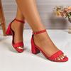 New Plus Size Open Toe Buckle Sandals Summer New Fashion Versatile Round Toe Open Toe Square Heel Pump Shoes