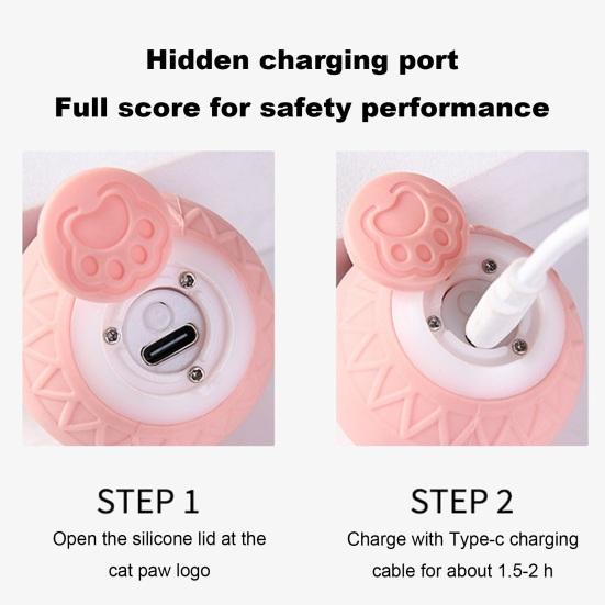 Interactive Cat Rolling Ball Toy Motion Activated Automatic Moving Smart Ball USB Rechargeable Pet Bouncing Ball for Small/Medium/Large Cats Dogs