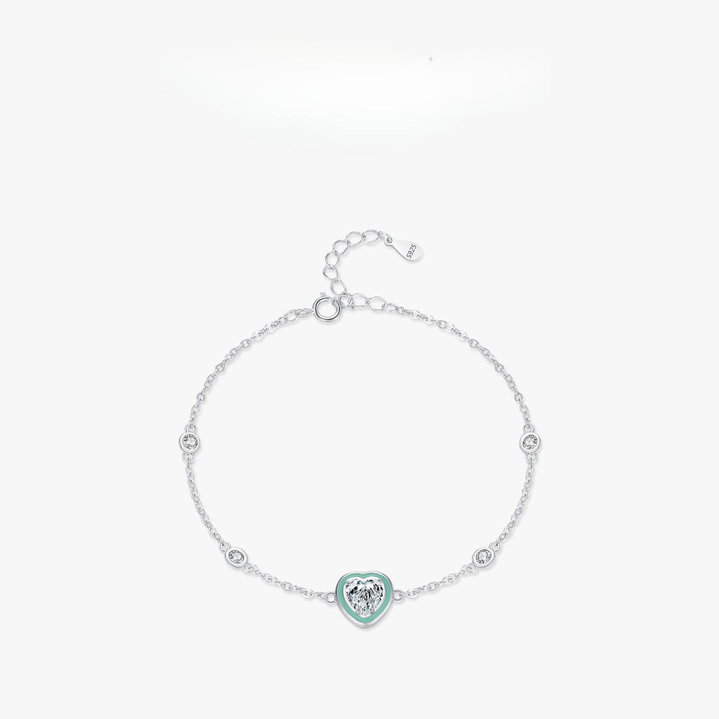 S925 Sterling Silber Süßes Emaille-Liebesarmband Instagram-Stil Erweiterte Farbabstimmung Herzförmiger Schmuck für Frauen
