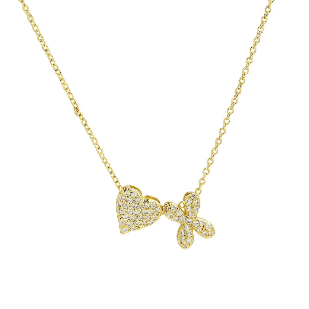 Fashion Small Bubble Initial Heart Letter Necklace 18K Gold Plated Link Chain Romantic Copper Heart Letter Pendant Necklace Gift