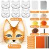 Therian Mask Set Blank Mask Half Face Hand Drawn Animal Cat Fox Mask Children DIY Handmade Graffiti Half Face Mask Party Christm