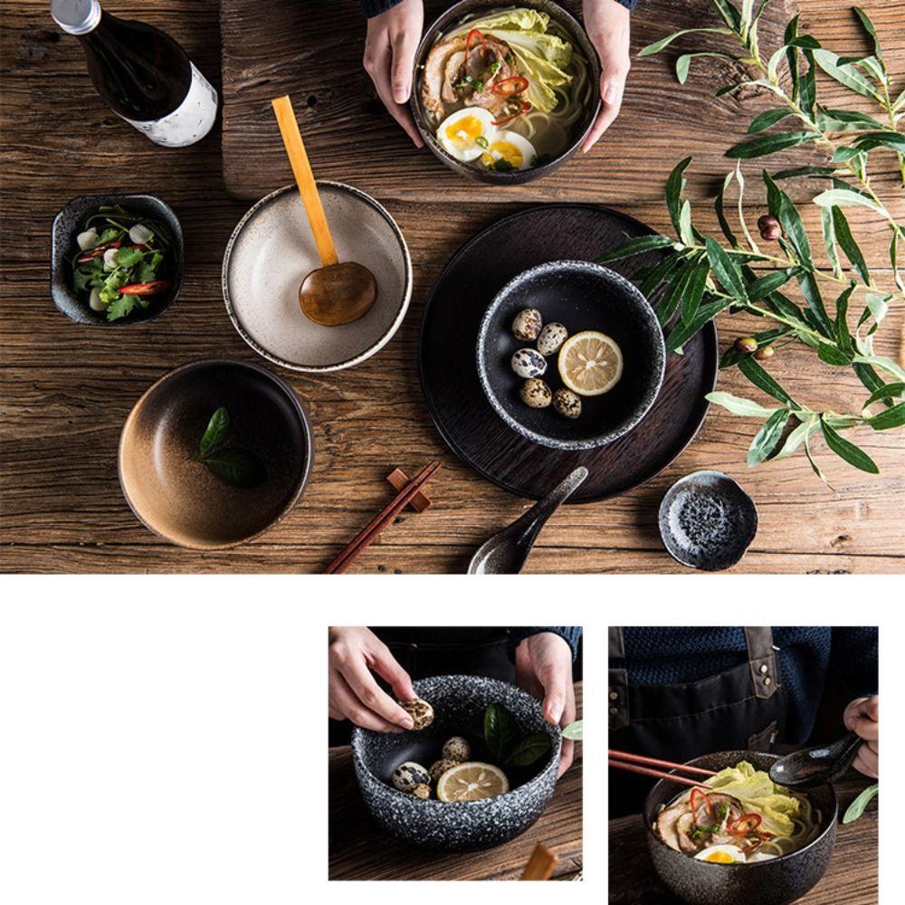 Retro Instant Noodle Bowl Japanese Style Rice Bowl Delicate Ceramic Ramen Bowl  Household