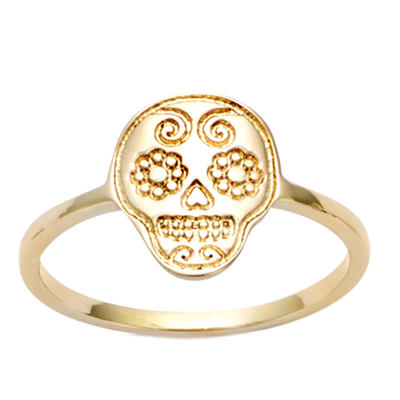 Gold Plated 'Skull' Ring - 12x10 Mm