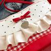 Casual French Lace Bow Shoulder Bag Niche Design Sweet Plaid Women Stylish Tote Purse Lace Ribbon Cloth Underarm Bag