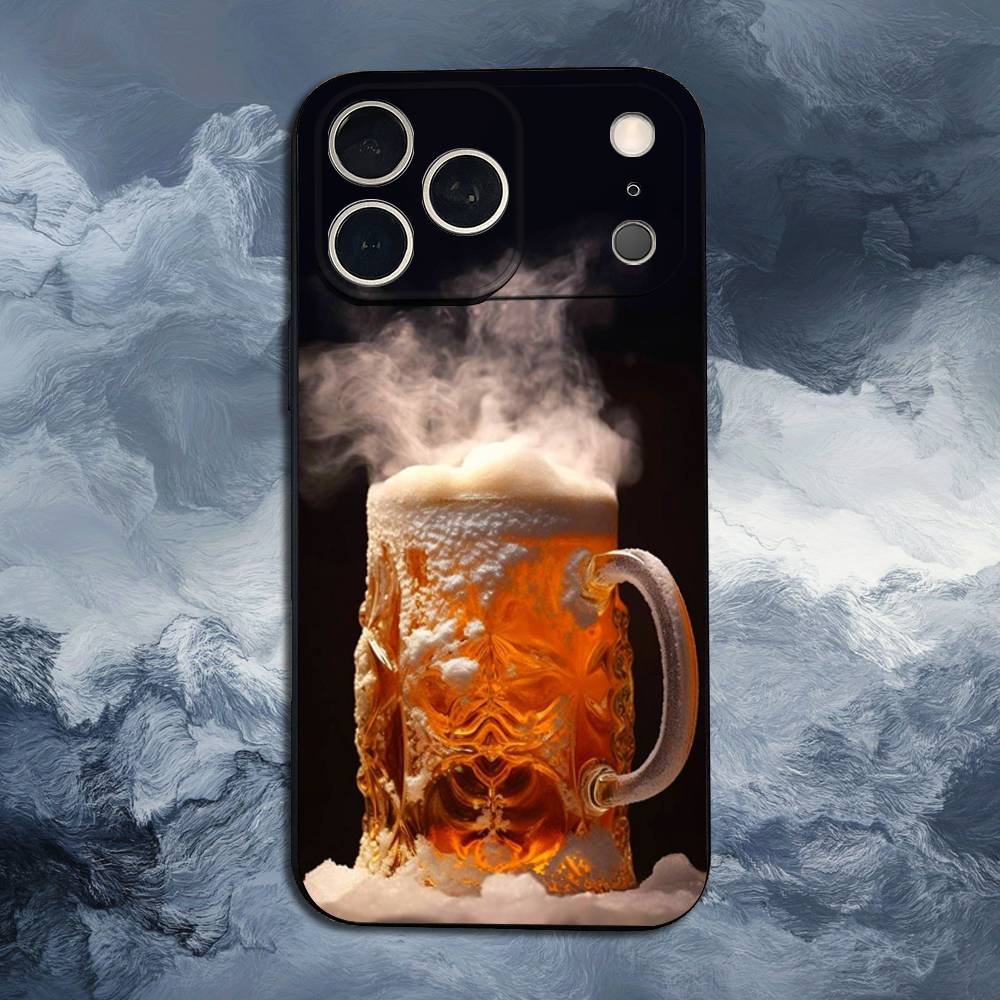 Alcohol Art Beer For iPhone 13,16,11,14,17,12,15,Plus,Pro Max,XS,X,XR,SE,Mini,8,7,Phone Case Soft Silicone Black