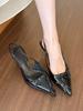 Taro girl! Gentle purple pointed head bow stiletto heels women's shallow mouth back empty sandals