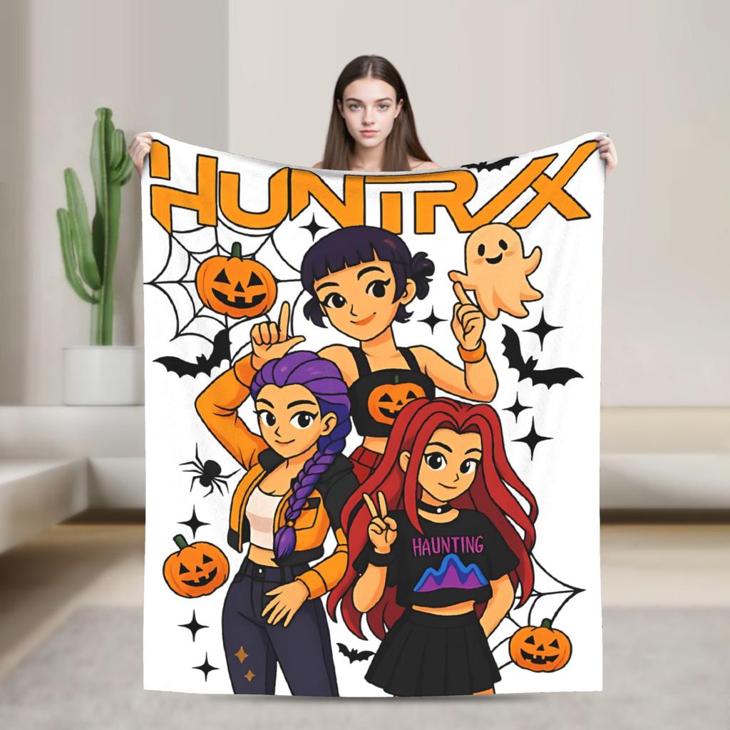 Saja Boys  Kpop Hunter Halloween Warm Soft Blankets  Camping Plush Throw Blanket Comfortable Home Decor Bedspread Sofa Bed Cover